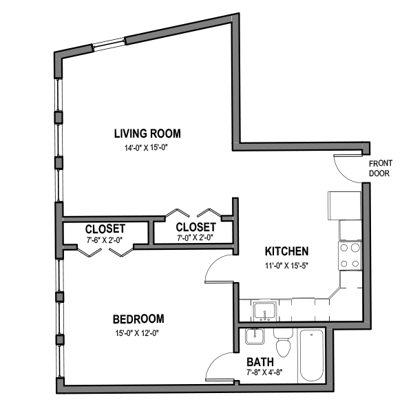 1 BR 1 Bath (214)